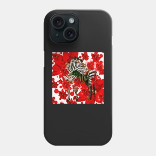 Zebra AND RED FLOWERS Phone Case