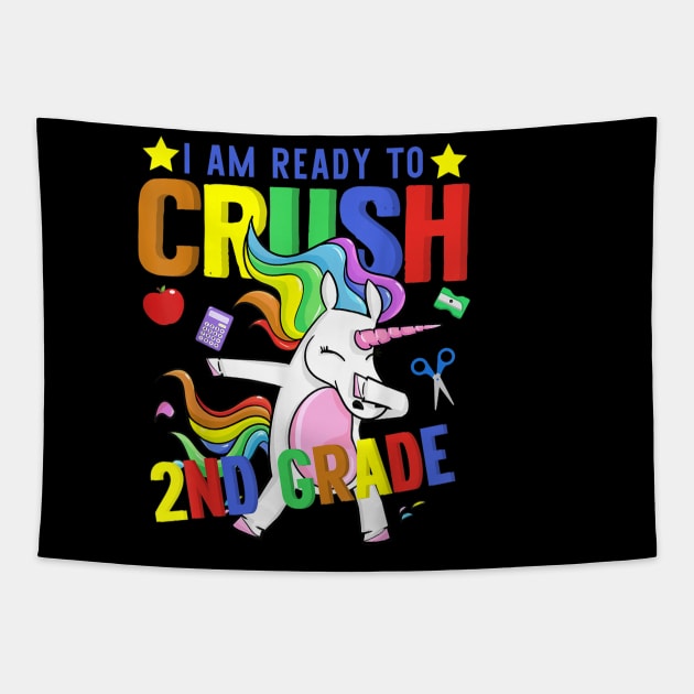 2nd Grade Dabbing Unicorn Funny Back to School Girls Gift Tapestry by FONSbually