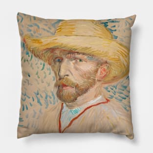 Vincent Van Gogh Self Portrait with Straw Hat Pillow