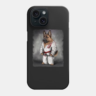 German Shepherd Dog Judo Karate Master in White Judo Phone Case