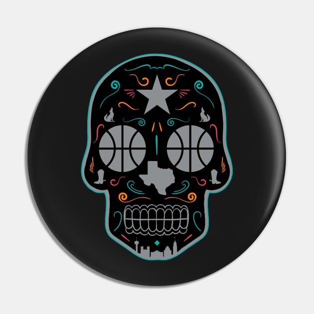 San Antonio Sugar Skull Pin by StickyHenderson