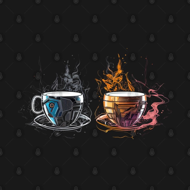 Sunny Sips - Tea Cup and Coffee Cup Summer Design by SzlagRPG