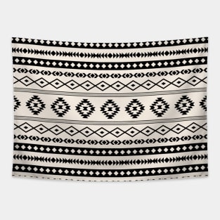 Aztec Black on Cream Mixed Motifs Pattern Tapestry