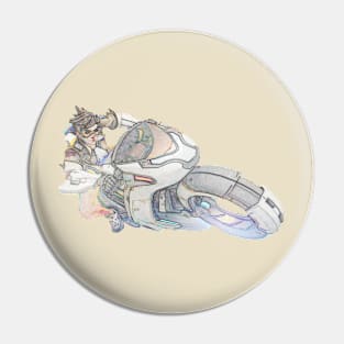 Overwatch Tracer on a hoverbike Pin