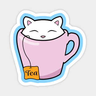 Cute cat in a pink cup of tea Magnet