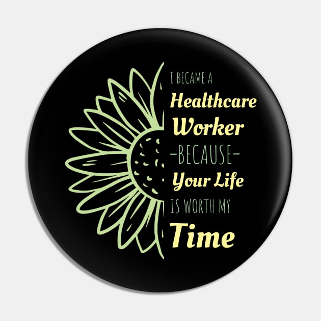 Social Worker Sunflower Design Gifts Pin by 2blackcherries