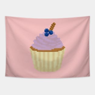 Purple cupcake pixel art Tapestry