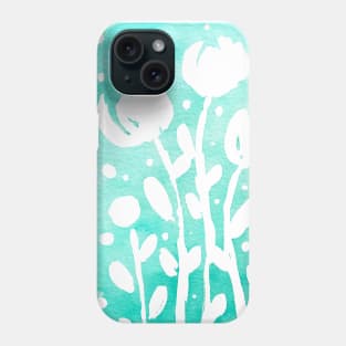 Whimsical watercolor flowers – turquoise Phone Case