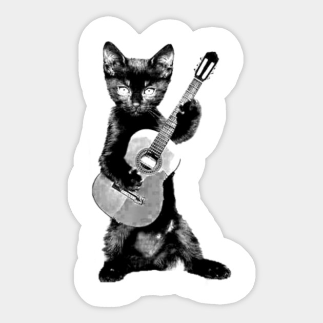 Cat Playing A Guitar Funny Kitten Tee Cat Playing A Guitar