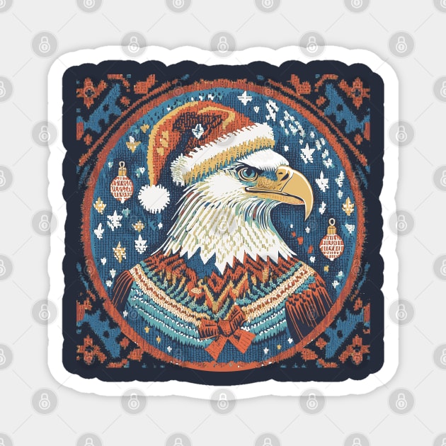 Eagle wearing his Ugly Christmas Sweater Magnet by Midcenturydave