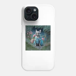 French Bulldog in Pretty Blue Dress Phone Case