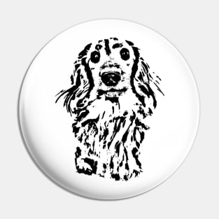 Long Haired Dachshund Sketch Pin