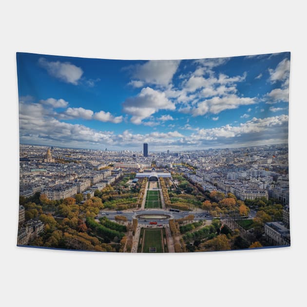 Paris city view Tapestry by psychoshadow