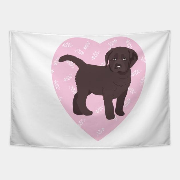 Chocolate Labrador Puppy Love Pink Heart Tapestry by HotPinkStudio.Me