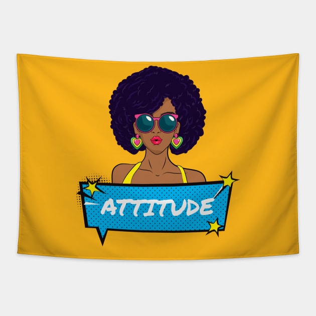 Attitude Afro Retro Tapestry by Evlar