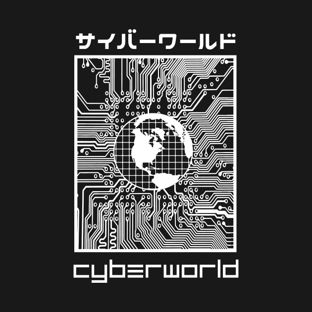 "Cyberworld" White Print by N0X-LUPUS