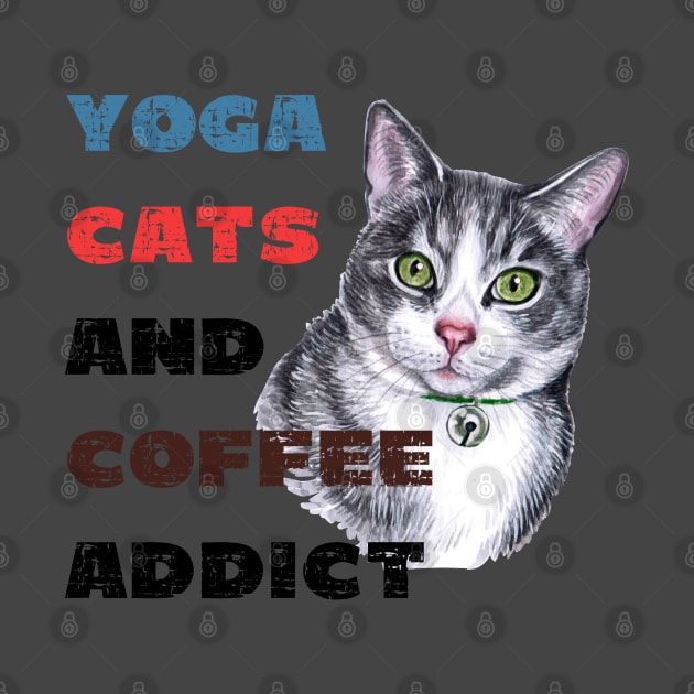 Yoga cats and coffee addict funny quote for yogi by Red Yoga