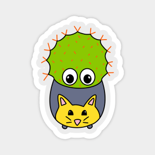 Cute Cactus Design #355: Spiky Cactus In Cute Cat Pot Magnet