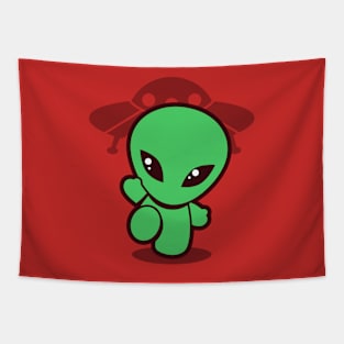 Funny Cute Kawaii Alien ET Etraterrestrial UFO Alien Meme Tapestry
