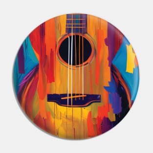 Acoustic Guitar Portrait Modern Oil Painting Style Digital Art Pin