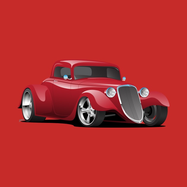 Custom American Red Hot Rod Car by hobrath