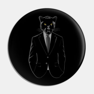 Panther in Black Suit Pin