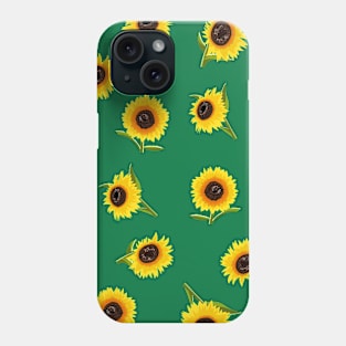 Sunflower Pack Pattern on Green Phone Case