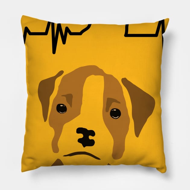 Bull terrier with heartbeat Pillow by Imutobi