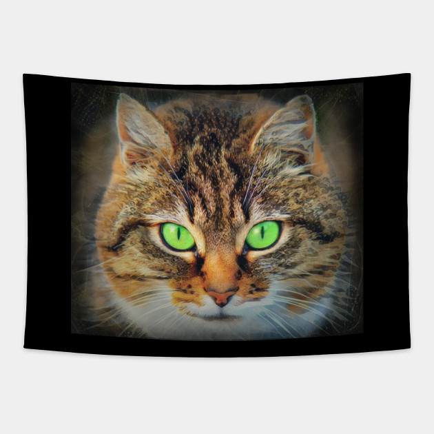 Orange Tabby Cat Green Eyes Orange Cat Tapestry Teepublic