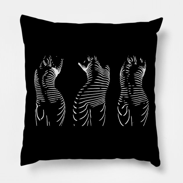 striped women silhouettes Pillow by jintetsu