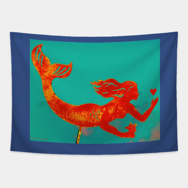 Crimson Mermaid Tapestry by BadHabitsLounge