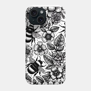 Black and White Floral Phone Case