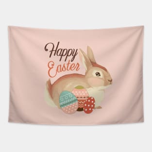 soft pink easter bunny with easter eggs in a vintage design. Tapestry