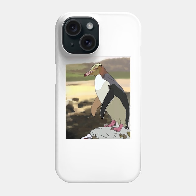 Yellow Eyed Penguin on a Bluff Phone Case by laceylschmidt