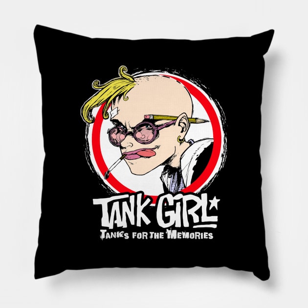 Tank Girl Circle (Black Print) Pillow by Nerdology