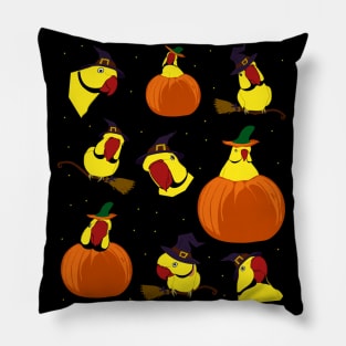 yellow indian ringneck halloween pattern Pillow