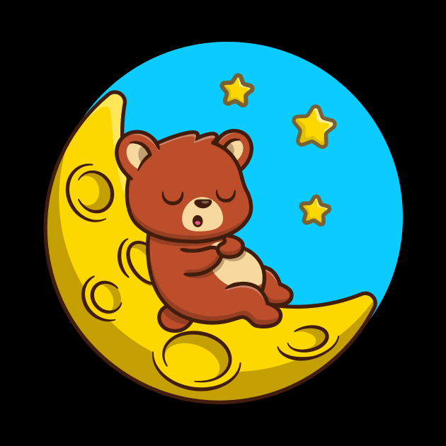 Cute Bear Sleeping On Moon by Catalyst Labs