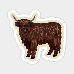 Highland cow cartoon illustration Magnet