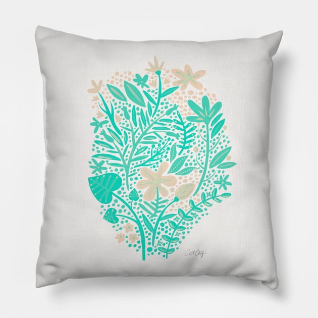 mint garden Pillow by CatCoq