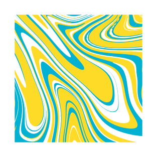 Yellow Teal Green Blue Colors Marble Pattern Swirl Design Abstract Art Background T-Shirt