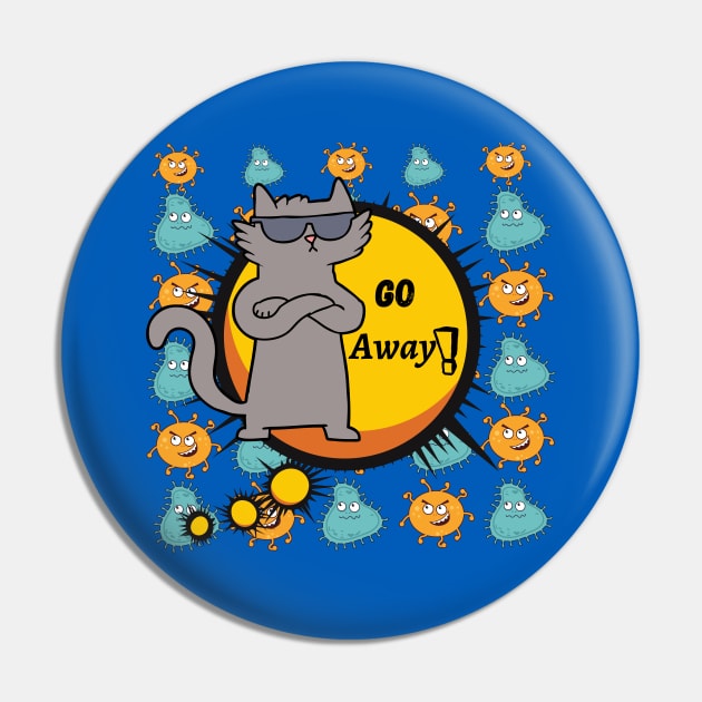 GO AWAY - FUNNY CAT Pin by O.M design