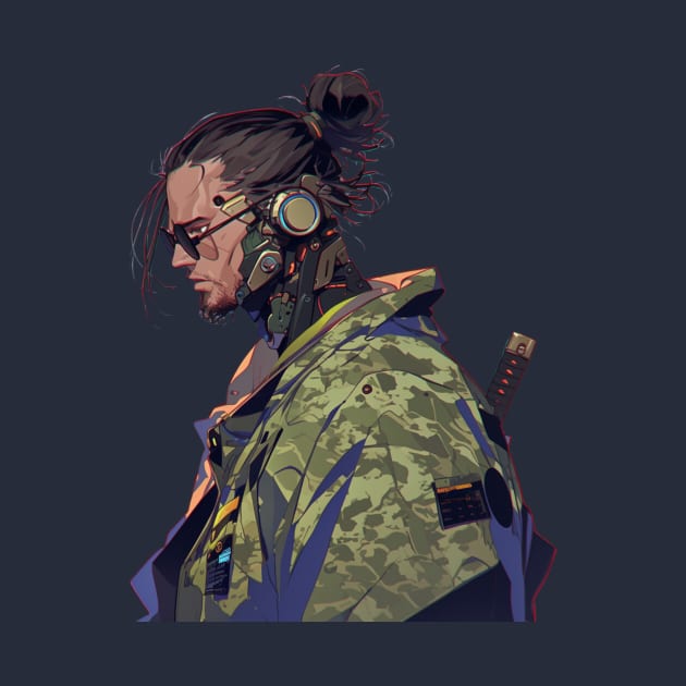 Cyberpunk weather-beaten Samurai by UKnowWhoSaid