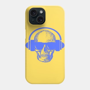 Skull And Phones, Blue Phone Case