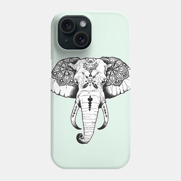 Elephant Tattooed Phone Case by PaperTigress