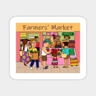 Farmers market grocery store. Healthy fresh food eating concept. Magnet