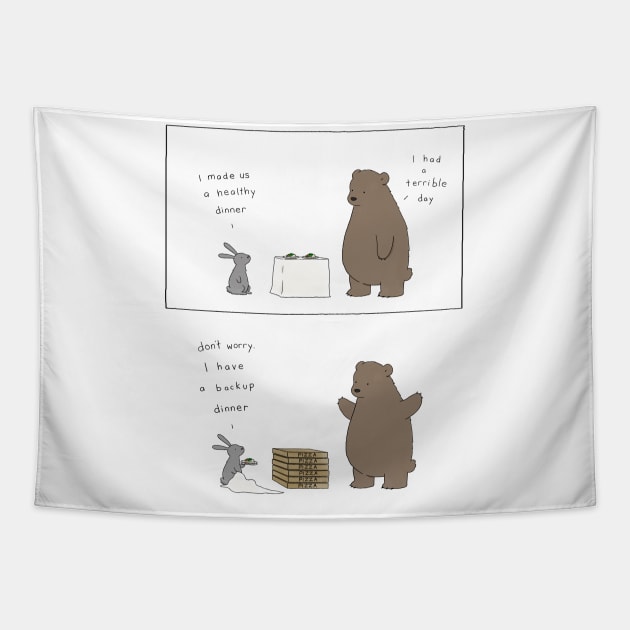 Backup Dinner Tapestry by Liz Climo