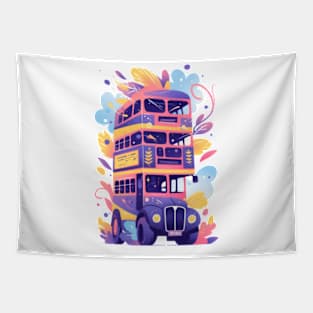 Triple Decker Bus - Colorful - Fantasy Tapestry