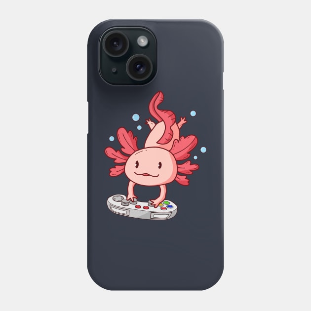 Gamer Axolotl Playing Video Games Cute Axolotl Lover Phone Case by Tee-Riss