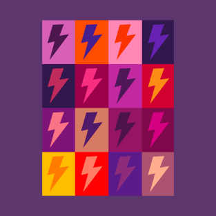 Lightning Bolts Checkerboard Pattern Pinks and Purples T-Shirt