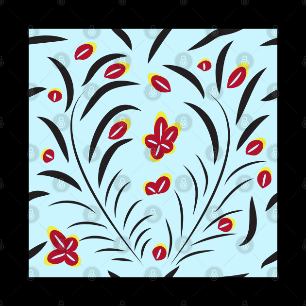 pattern with flowers and leaves hohloma style by Eskimos